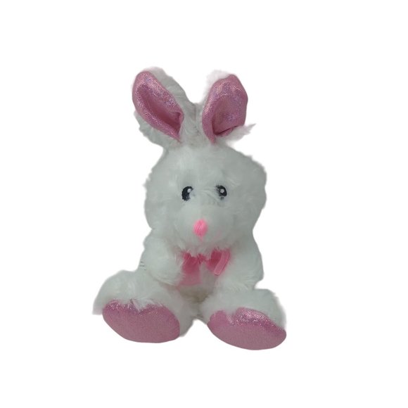 Greenbrier International White/Pink Bunny Rabbit Plush 6" Stuffed Animal - Picture 2 of 6